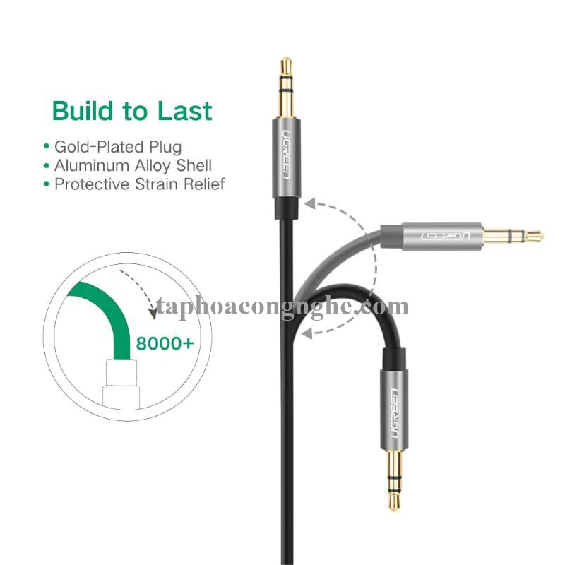 Ugreen 10736 3M màu Đen Cáp âm thanh 2 đầu 3.5mm dương dây tròn TPE cao cấp AV119 30010736